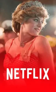 Banner promocional de Netflix con imagen de The Crown y logo de la plataforma