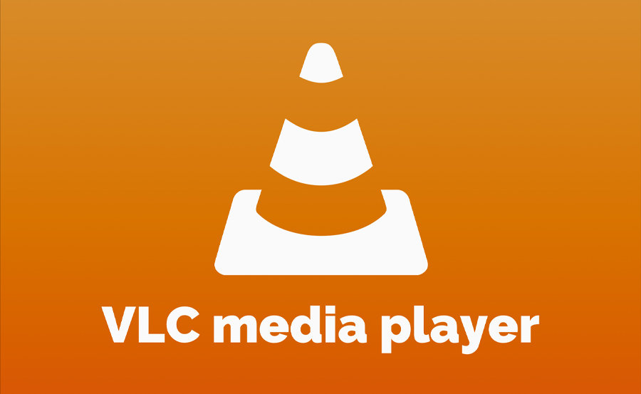 Logo de VLC media player con cono naranja, reproductor popular para IPTV en Windows.